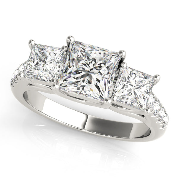 3 Stone Princess Engagement Ring (82872-B)