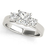 Square 3 Stone Princess Engagement Ring
