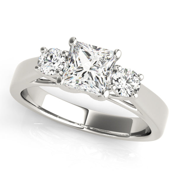 Square 3 Stone Princess Engagement Ring