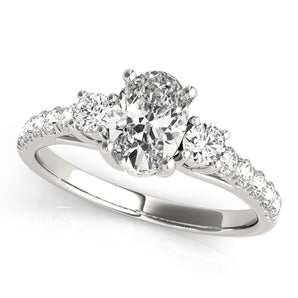 Three-Stone Engagement Ring (Oval Center)