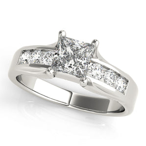Square Single Row Channel Set Engagement Ring