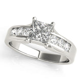 Square Single Row Channel Set Engagement Ring