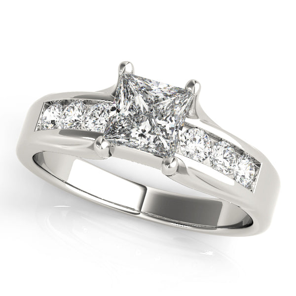 Square Single Row Channel Set Engagement Ring
