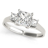 Square 3 Stone Princess Engagement Ring