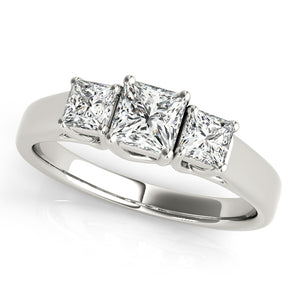 Square 3 Stone Princess Engagement Ring
