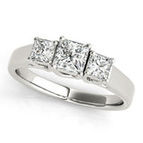Square 3 Stone Princess Engagement Ring