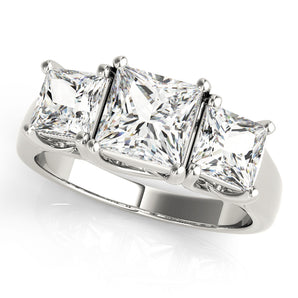 Square 3 Stone Princess Engagement Ring