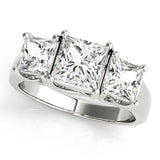 Square 3 Stone Princess Engagement Ring