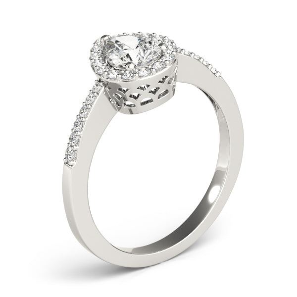 Halo Pear & Trillion Engagement Ring (83498)