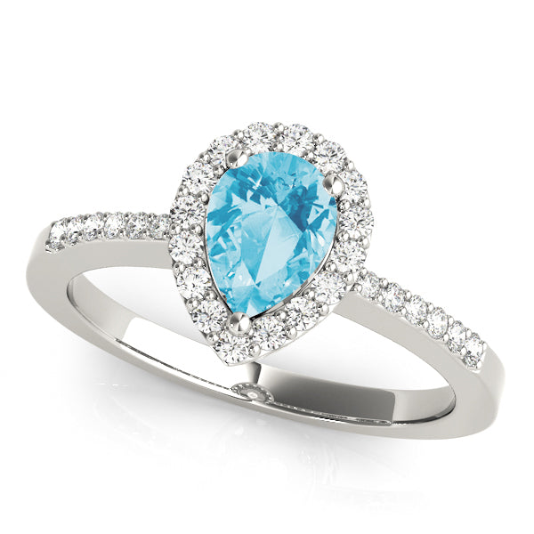 Halo Pear & Trillion Engagement Ring (83498)