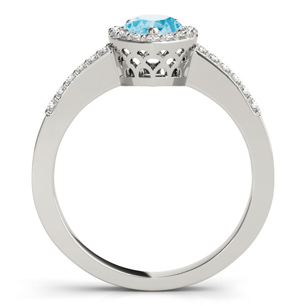 Halo Pear & Trillion Engagement Ring (83498)