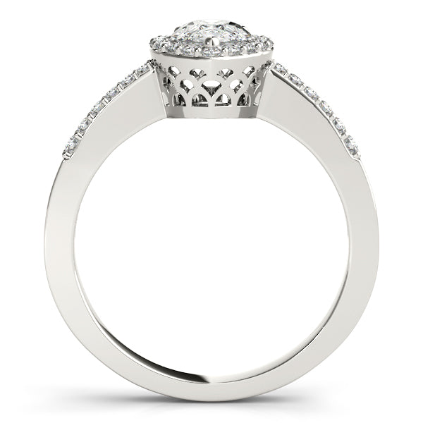 Halo Pear & Trillion Engagement Ring (83498)