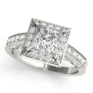 Square Halo Cushion Engagement Ring