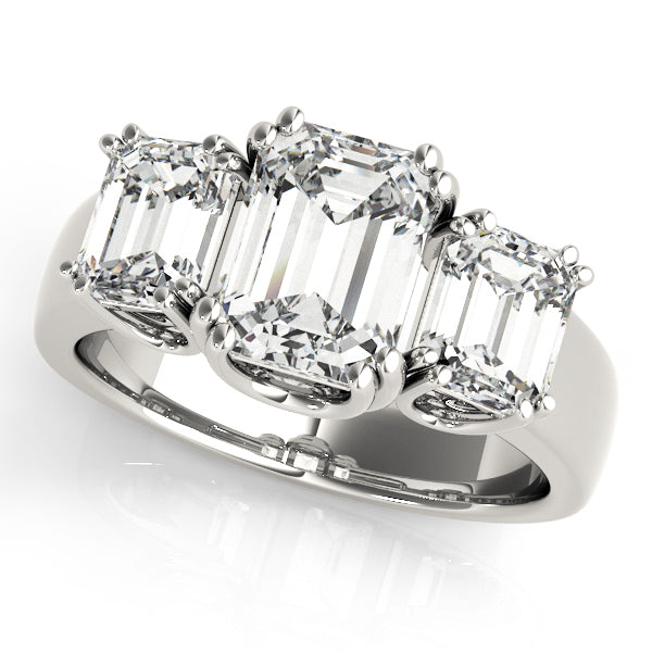 3 Stone Emerald Engagement Ring (83610)