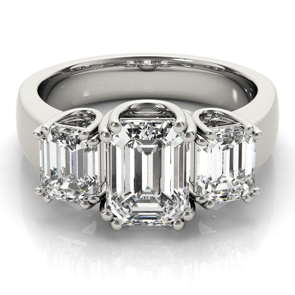 3 Stone Emerald Engagement Ring (83610)