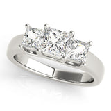 Square 3 Stone Princess Engagement Ring