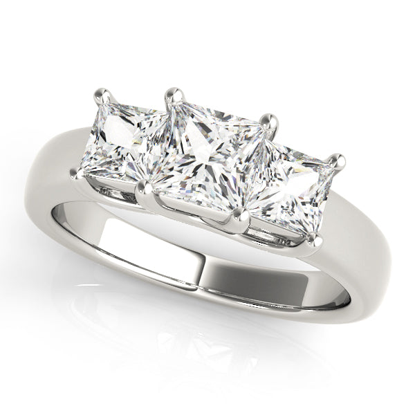 Square 3 Stone Princess Engagement Ring