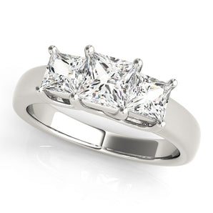 Square 3 Stone Princess Engagement Ring