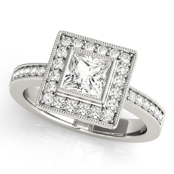 Square Halo Cushion Engagement Ring