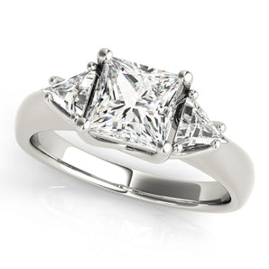 Square 3 Stone Princess Engagement Ring