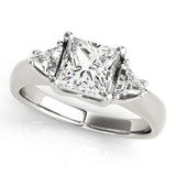 Square 3 Stone Princess Engagement Ring