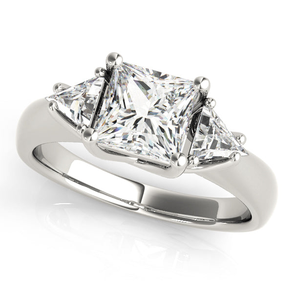 Square 3 Stone Princess Engagement Ring