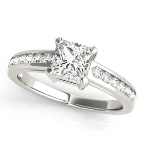 Square Single Row Channel Set Engagement Ring