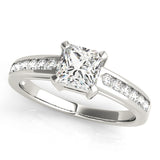 Square Single Row Channel Set Engagement Ring