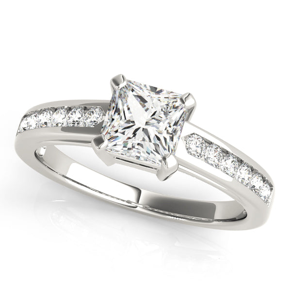 Square Single Row Channel Set Engagement Ring