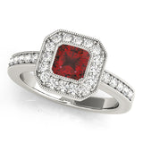 Halo Square & Cushion Engagement Ring (83755)