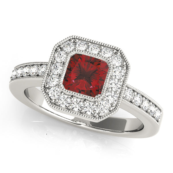 Halo Square & Cushion Engagement Ring (83755)