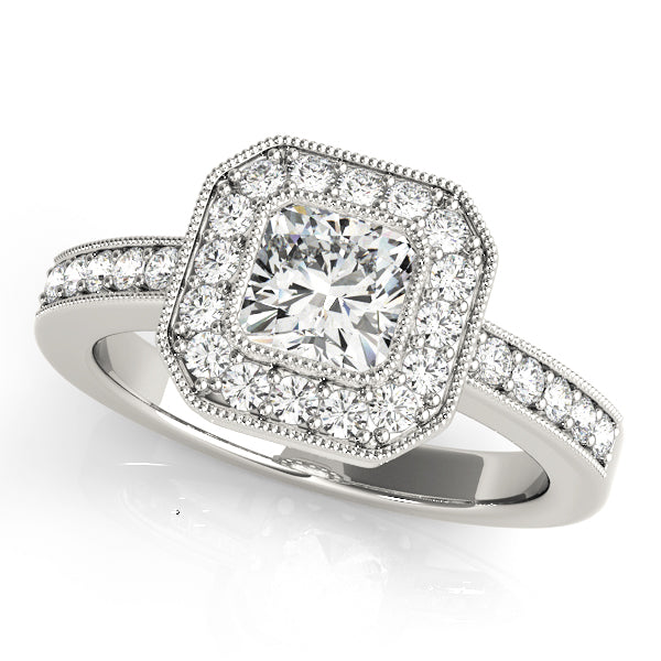 Halo Square & Cushion Engagement Ring (83755)
