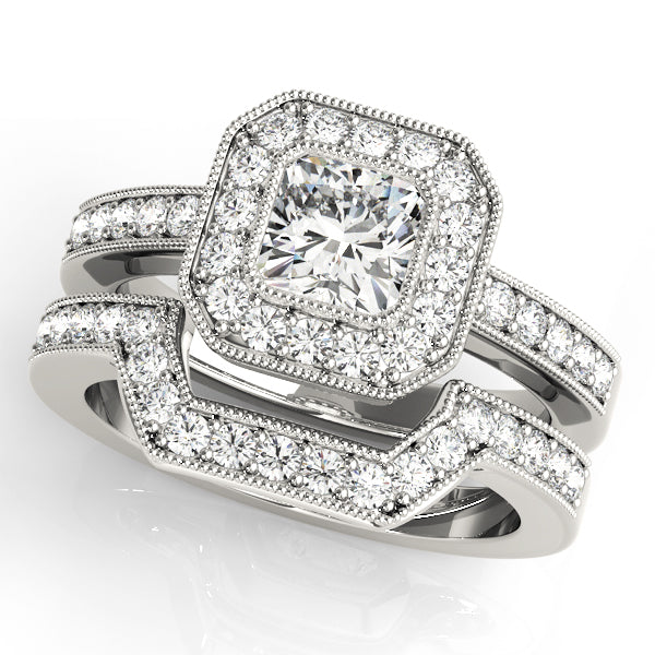Halo Square & Cushion Engagement Ring (83755)