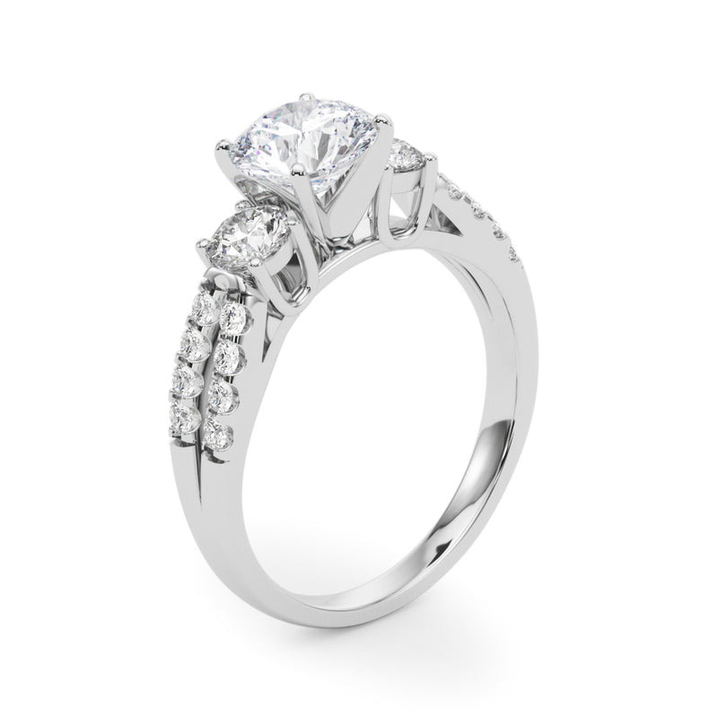 Three-Stone Engagement Ring (Round Center) - alt view