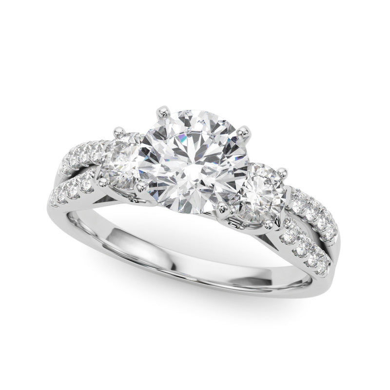 Three-Stone Engagement Ring (Round Center)