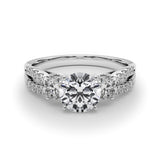 Three-Stone Engagement Ring (Round Center) - alt view
