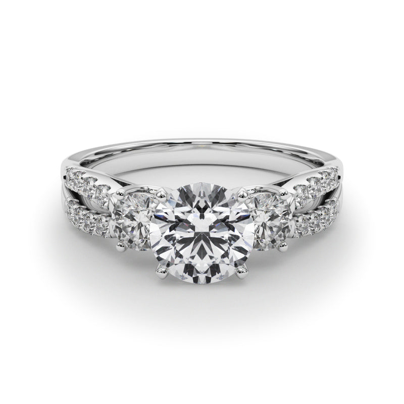 Three-Stone Engagement Ring (Round Center) - alt view