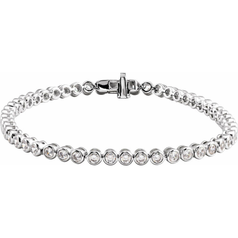 7" Lab Grown Diamond Bezel Bracelet in 14K White Gold (3 1/2 ct t...