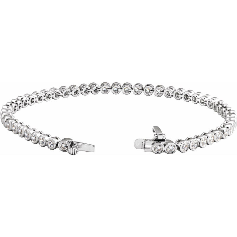 7" Lab Grown Diamond Bezel Bracelet in 14K White Gold (3 1/2 ct t... - view 2