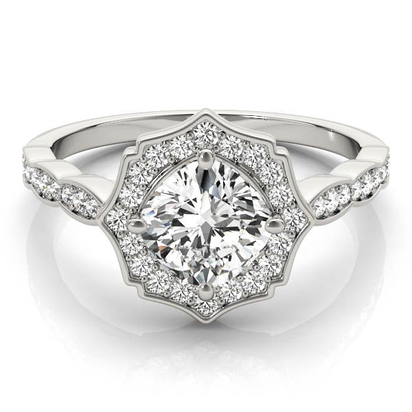 Scalloped Cushion Halo Ring Engagement Ring (84996-6)