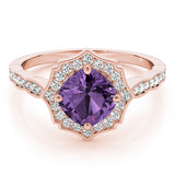 Scalloped Cushion Halo Ring Engagement Ring (84996-5)
