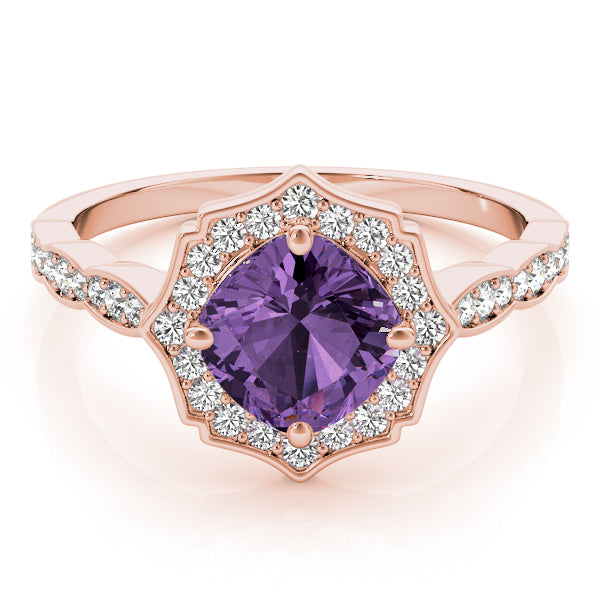 Scalloped Cushion Halo Ring Engagement Ring (84996-5)