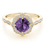 Scalloped Cushion Halo Ring Engagement Ring (84996-5)