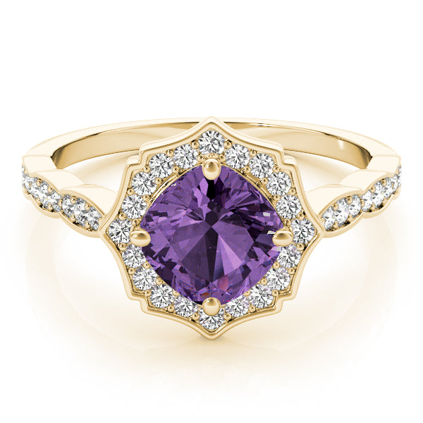 Scalloped Cushion Halo Ring Engagement Ring (84996-5)