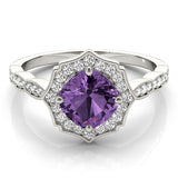 Scalloped Cushion Halo Ring Engagement Ring (84996-6)