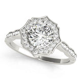 Scalloped Cushion Halo Ring Engagement Ring (84996-4.5)