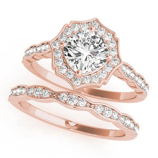 Scalloped Cushion Halo Ring Engagement Ring (84996-5)