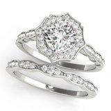 Scalloped Cushion Halo Ring Engagement Ring (84996-5)