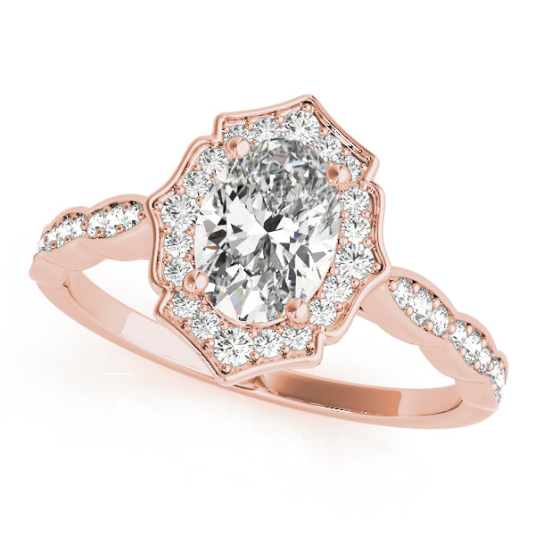 Scalloped Oval Halo Ring Engagement Ring (84998)