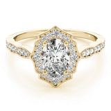 Scalloped Oval Halo Ring Engagement Ring (84998)